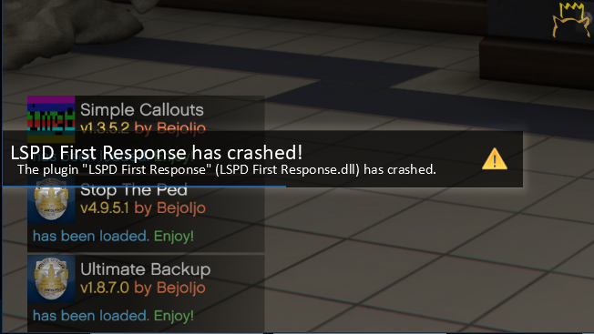 LSPD First Response has crashed!